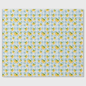 French Country Lemon Blue Tile Pattern Cadeaupapier (Vlak)