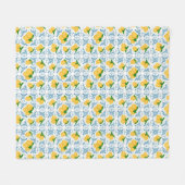 French Country Lemon Blue Tile Pattern Fleece Deken (Voorkant (Horizontaal))