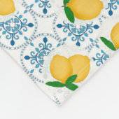 French Country Lemon Blue Tile Pattern Fleece Deken (Hoek)