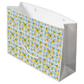 French Country Lemon Blue Tile Pattern Groot Cadeauzakje (Achterkant Gekanteld)