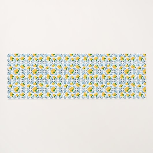 French Country Lemon Blue Tile Pattern Yogamat (Achterkant (horizontaal))