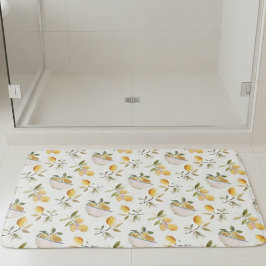 French Country Lemon Pattern Bath Mat