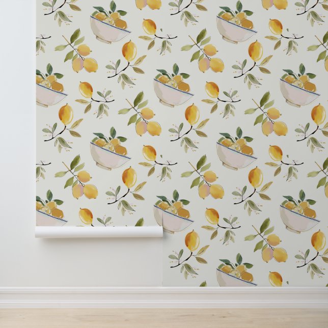 French Country Lemon Pattern Behang (Applicatie)