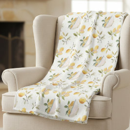 French Country Lemon Pattern Fleece Blanket Deken