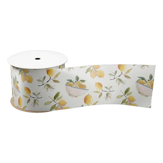 French Country Lemon Pattern Satijnen Lint (Spoel)