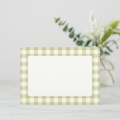 French Country Meadow Gingham - salie groen plaid. Bedankkaart (Staand voorkant)