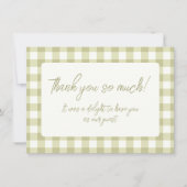 French Country Meadow Gingham - salie groen plaid. Bedankkaart (Voorkant)