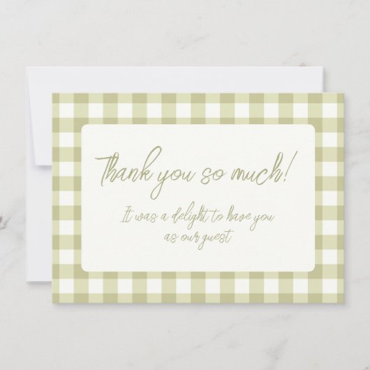 French Country Meadow Gingham - salie groen plaid. Bedankkaart (Voorkant)