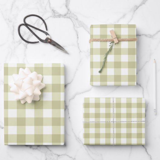 French Country Meadow Gingham - salie groen plaid. Inpakpapier Vel (Voorkant)