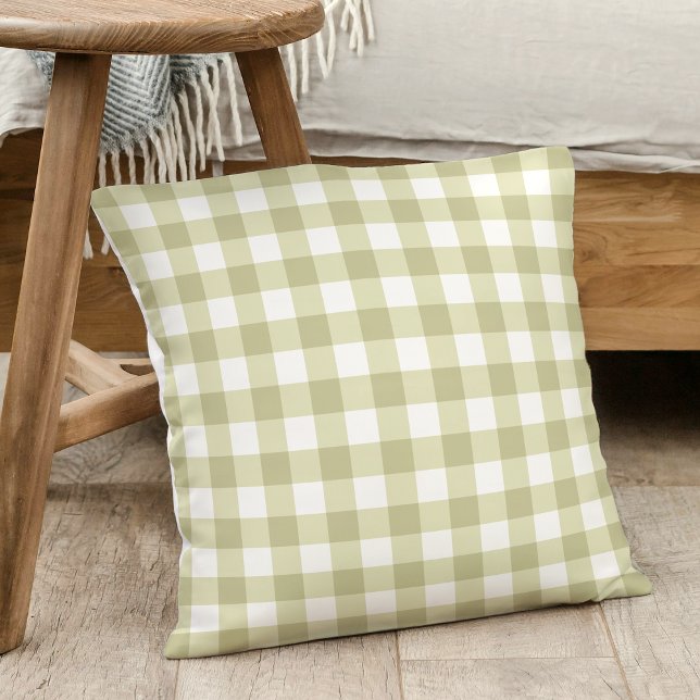 French Country Meadow Gingham - salie groen plaid. Kussen (Creator heeft geüpload)