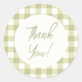 French Country Meadow Gingham - salie groen plaid. Ronde Sticker