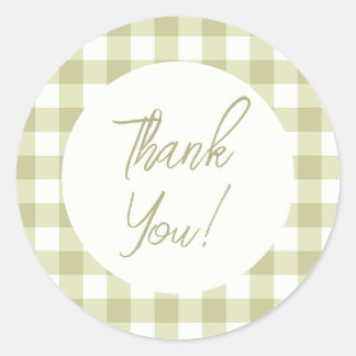 French Country Meadow Gingham - salie groen plaid. Ronde Sticker