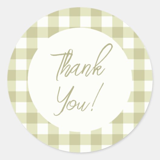 French Country Meadow Gingham - salie groen plaid. Ronde Sticker (Voorkant)