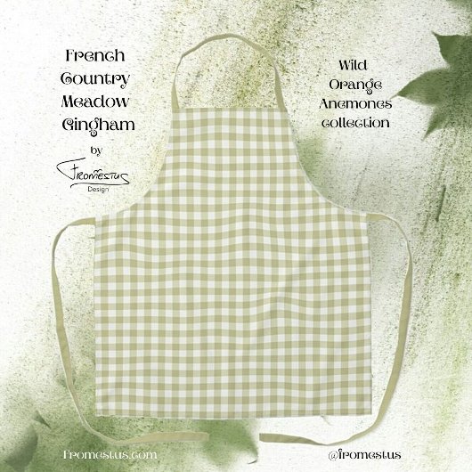 French Country Meadow Gingham - salie groen plaid. Schort