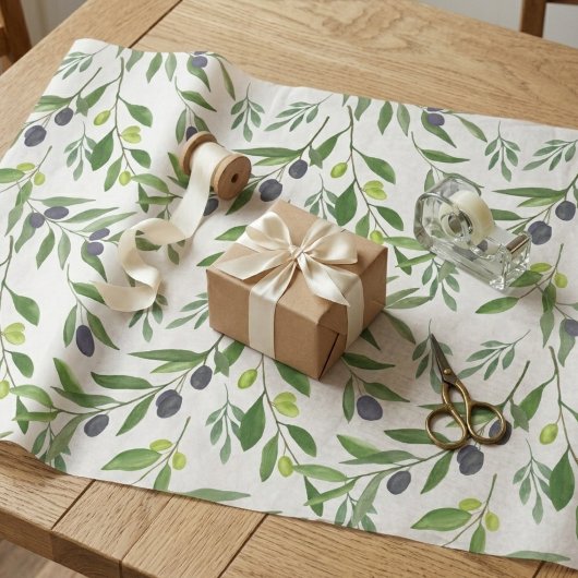 French Country Olive Pattern  Cadeaupapier