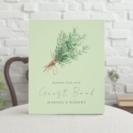 French Country Rosemary Wedding Guest Book Sign Foto Afdruk