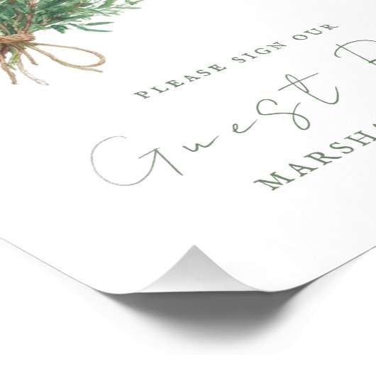 French Country Rosemary Wedding Guest Book Sign Foto Afdruk (Hoek)