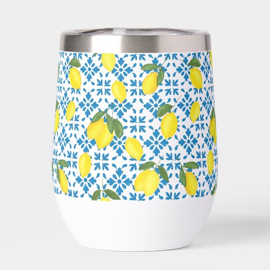 French Country Tile Lemon Pattern Name Monogram (Achterkant)