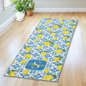 French Country Tile Lemons Pattern Name Monogram Yogamat