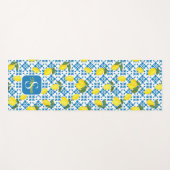 French Country Tile Lemons Pattern Name Monogram Yogamat (Voorkant (horizontaal))