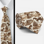 French Countryside Horse Toile de Jouy Neck Tie Stropdas<br><div class="desc">Brown French Countryside Horses Toile de Jouy Neck Tie Elevate your formalwear with timeless European charm. This elegant neck tie features a classic toile de Jouy pattern inspired by the romantic landscapes and horses of the French countryside. Rendered in rich brown tones on a soft neutral backdrop, the detailed pastoral...</div>