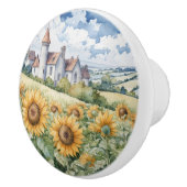 French Countryside With Sunflowers Keramische Knop (Rechts)