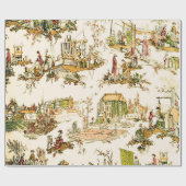 French Creme Toile Chinoiserie Rustic Decoupage Cadeaupapier (Vlak)