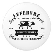 French diary farm logo knob / pull keramische knop (Voorkant)