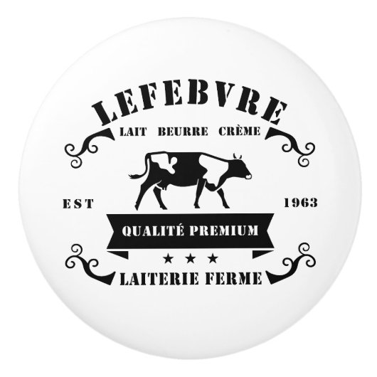 French diary farm logo knob / pull keramische knop (Voorkant)