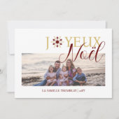 French Exquisite Snowflake Joyeux Noël Quote Photo Feestdagenkaart (Voorkant)