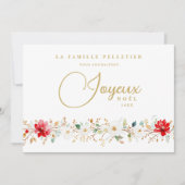 French Exquisite Xmas Floral Border Joyeux Nöel Feestdagenkaart (Voorkant)