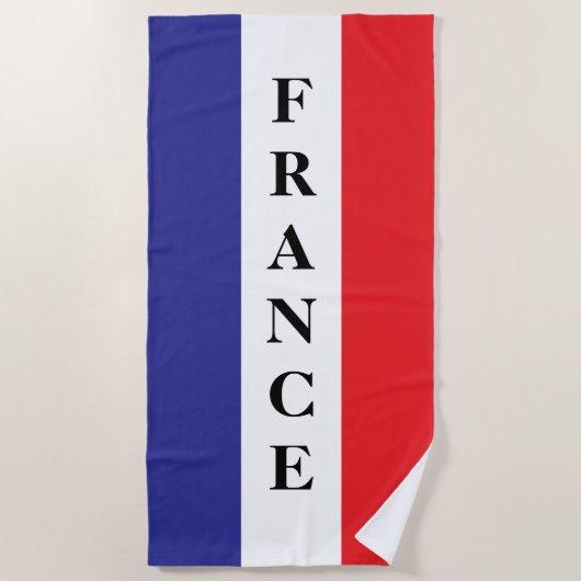 French flag of France personalized beach towel Strandlaken (Voorkant)