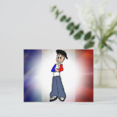 French flag & Pierre cartoon post card Briefkaart (Staand voorkant)