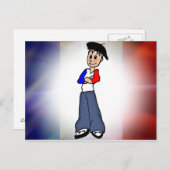 French flag & Pierre cartoon post card Briefkaart (Voorkant / Achterkant)