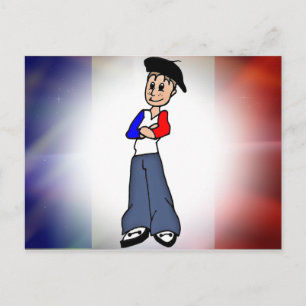 French flag & Pierre cartoon post card Briefkaart