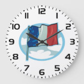 French Flag Tricolour Blue White Red France Grote Klok (Voorkant)