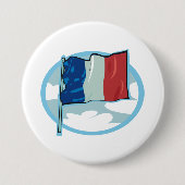French Flag Tricolour Blue White Red France Ronde Button 7,6 Cm (Voorkant)