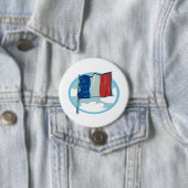 French Flag Tricolour Blue White Red France Ronde Button 7,6 Cm (In situ)
