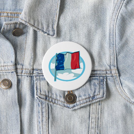 French Flag Tricolour Blue White Red France Ronde Button 7,6 Cm