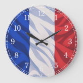 French Flag Wall Clock — Waving Flag Design Grote Klok (Voorkant)