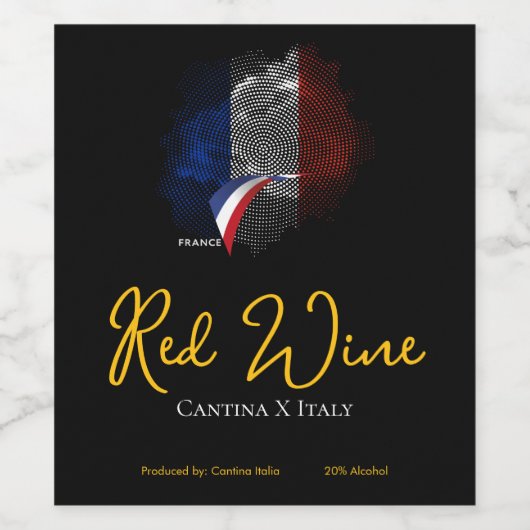 French flag wijn etiket (Enkel label)
