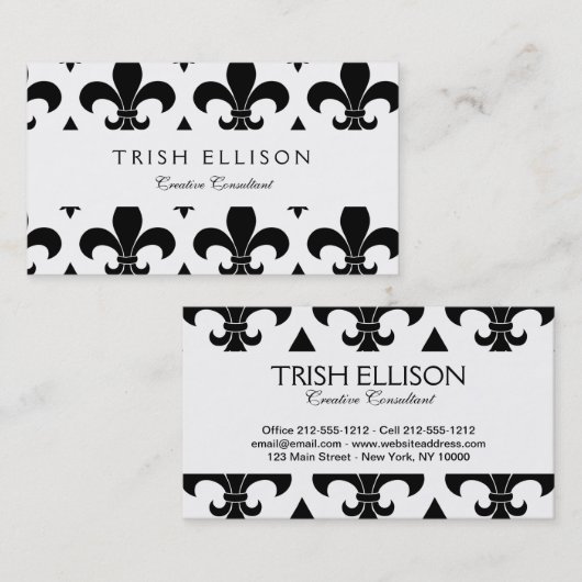 French Fleur de lis Pattern Classic Visitekaartje (Voorkant / Achterkant)
