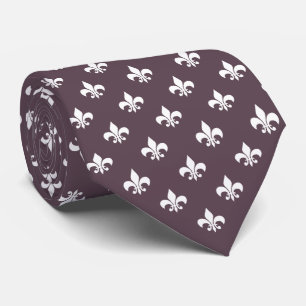 French Fleur de Lis Pattern Dark Mauve Paarse Stropdas