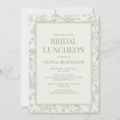 French Floral Bridal Luncheon Sage Green Ivory  Kaart (Voorkant)