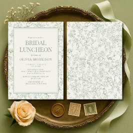French Floral Bridal Luncheon Sage Green Ivory  Kaart