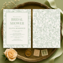 French Floral Sage Green Ivory Bridal Shower