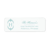 French Flourish Frame Monogram - Teal  Etiket (Voorkant)