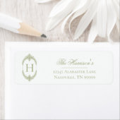 French Flourish Lijst Monogram - Olijfgroen Etiket (Insitu)
