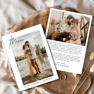 French Français bruiloft Bedankt voor de minimalis Kaart