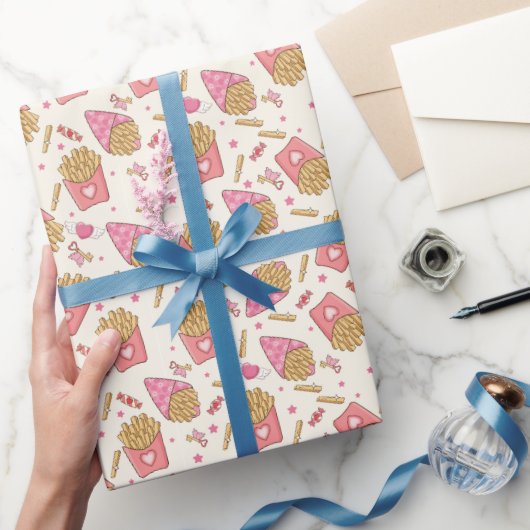 French Fries Retro Valentijns Cadeaupapier (Geschenken)